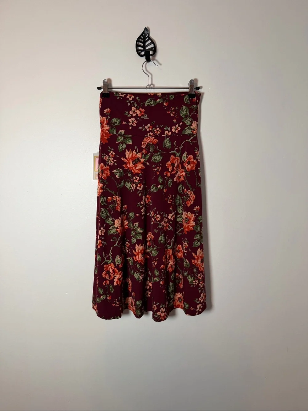 LuLaRoe Azure Burgundy Floral A-Line Skirt